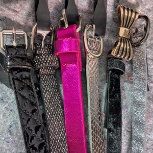 Stylish Women's Belt Set - Black, Pink, Silver